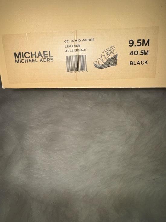 Michael Kors Black Leather Crisscross Wedge Sandals - Picture 8 of 8